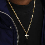Cross with 3mm Cuban Chain Pendant Necklace for Men