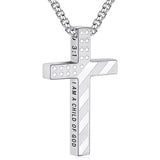 Stainless Steel Bible Verse Religious Cross Necklace for Men