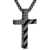 Stainless Steel Bible Verse Religious Cross Necklace for Men