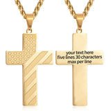 Stainless Steel Personalized Engraved American Flag Cross Pendant Necklace