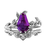 Sterling Silver Coffin Shap Vintage Gemstone Set Engagement Ring