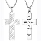 Stainless Steel Inspirational Bible Verse American Flag Cross Pendant Necklace