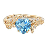 Sterling Silver 10K 14K 18K Solid Gold Heart Gemstone Vintage Engagement Ring Wedding Promise Anniversary Ring