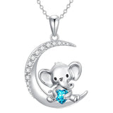 Sterling Silver Birthstone Elephant Pendant Necklace