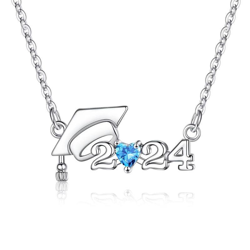 Sterling Sliver  Class of 2024 Graduation Pendant Necklace