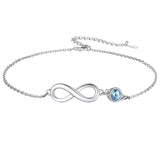 Sterling Silver Endless Love Symbol Birthstone Single Layer Anklet