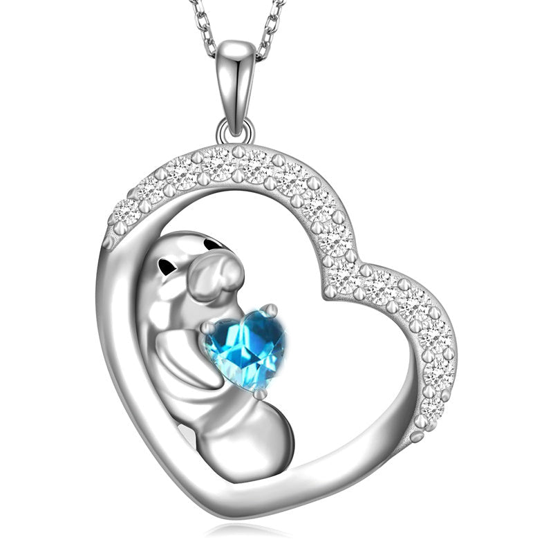 Sterling Silver Manatee Pendant Necklace