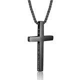Stainless Steel Cross Pendant Necklace for Men With Engraved
