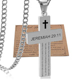 Stainless Steel Bible Verse Cross Necklace for Men with Cuban Chain