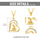 14K Gold Heart Rabbit Pendant Necklace