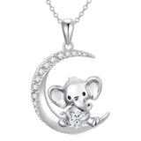 Sterling Silver Birthstone Elephant Pendant Necklace