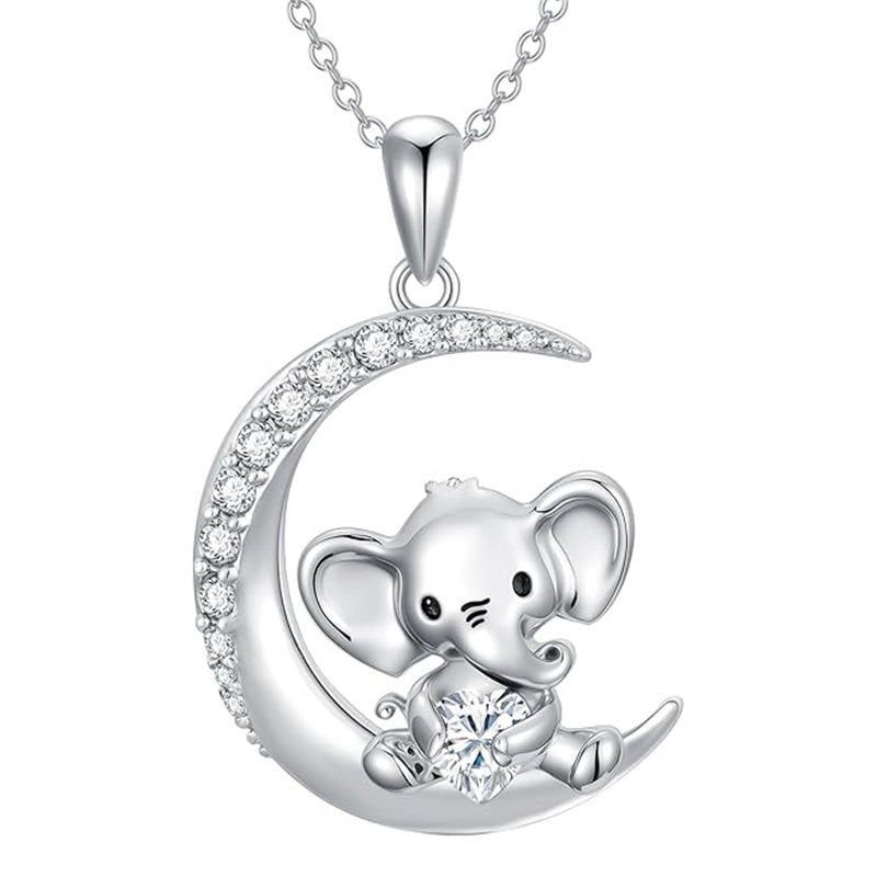 Sterling Silver Birthstone Elephant Pendant Necklace