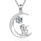 Sterling Silver Birthstone Cat Dog Monkey Pendant Necklace