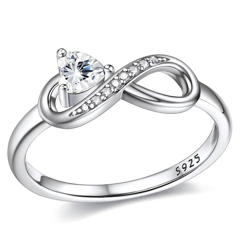 Sterling Silver Birthstone Heart Infinity Promise Ring