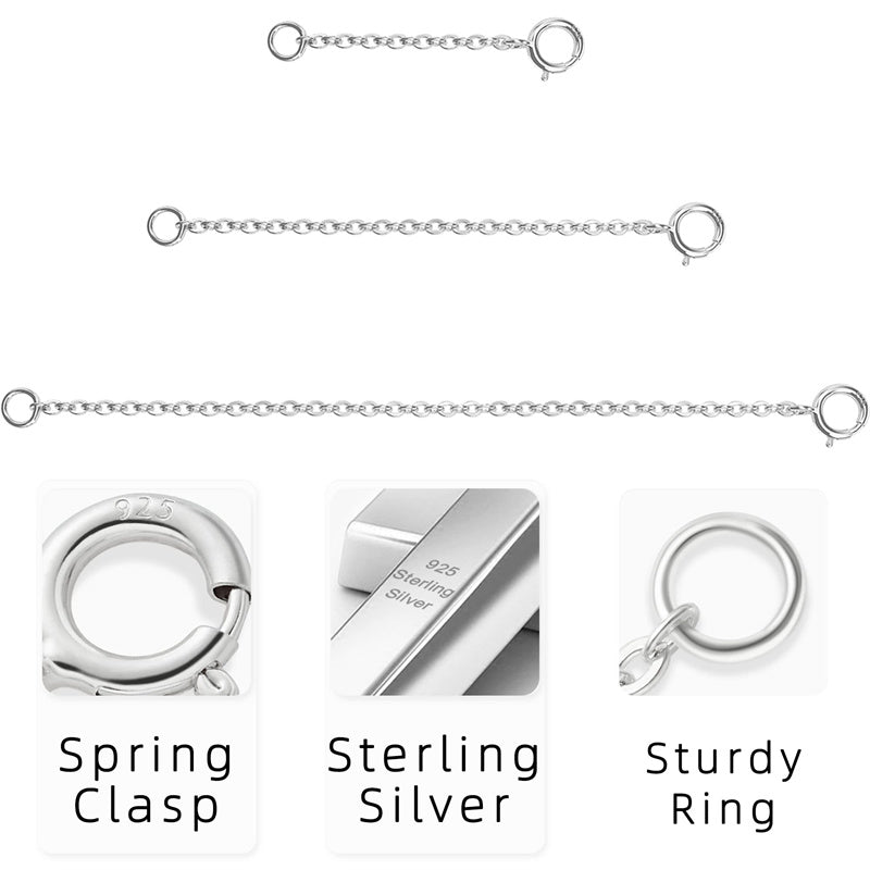 Sterling Silver 3 Pcs Extender Chain Necklace