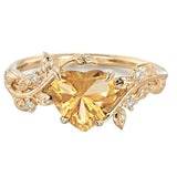 Sterling Silver 10K 14K 18K Solid Gold Heart Gemstone Vintage Engagement Ring Wedding Promise Anniversary Ring