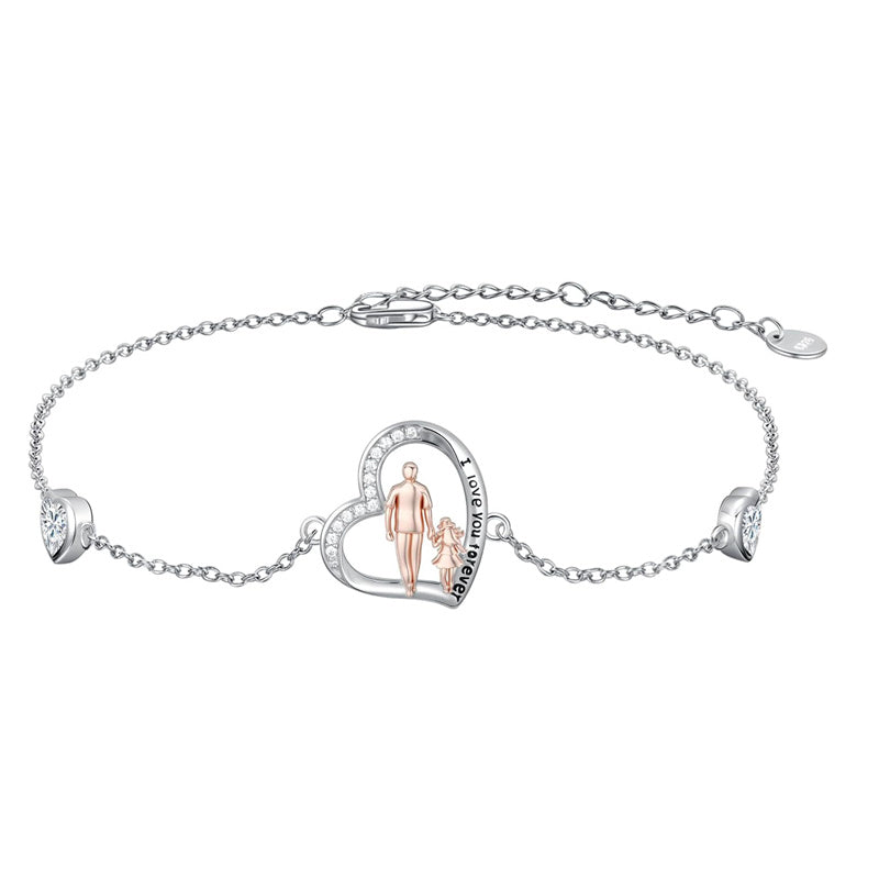 Sterling Silver 12 Birthstones Father Daughter Bracelet Gift for Daughter