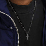 Cross with 3mm Cuban Chain Pendant Necklace for Men