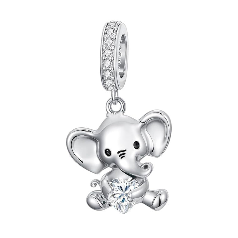 Sterling Silver 12 Months Birthstone Elephant Bead Charms