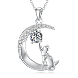 Sterling Silver Birthstone Cat Dog Monkey Pendant Necklace
