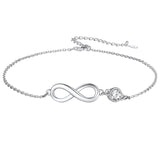 Sterling Silver Endless Love Symbol Birthstone Single Layer Anklet