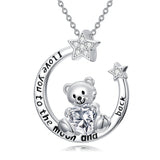 Sterling Silver Birthstone Teddy Bear Pendant Necklace