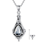 Sterling Silver TearDangle Birthstone Urn Necklace for Ashes