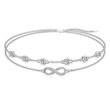 Sterling Silver Birthstone Infinity Multi-layered Anklet