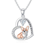 Sterling Silver Birthstone Corgi Pendant Necklace