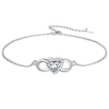 Sterling Silver Endless Love Symbol Birthstone Single Layer Anklet