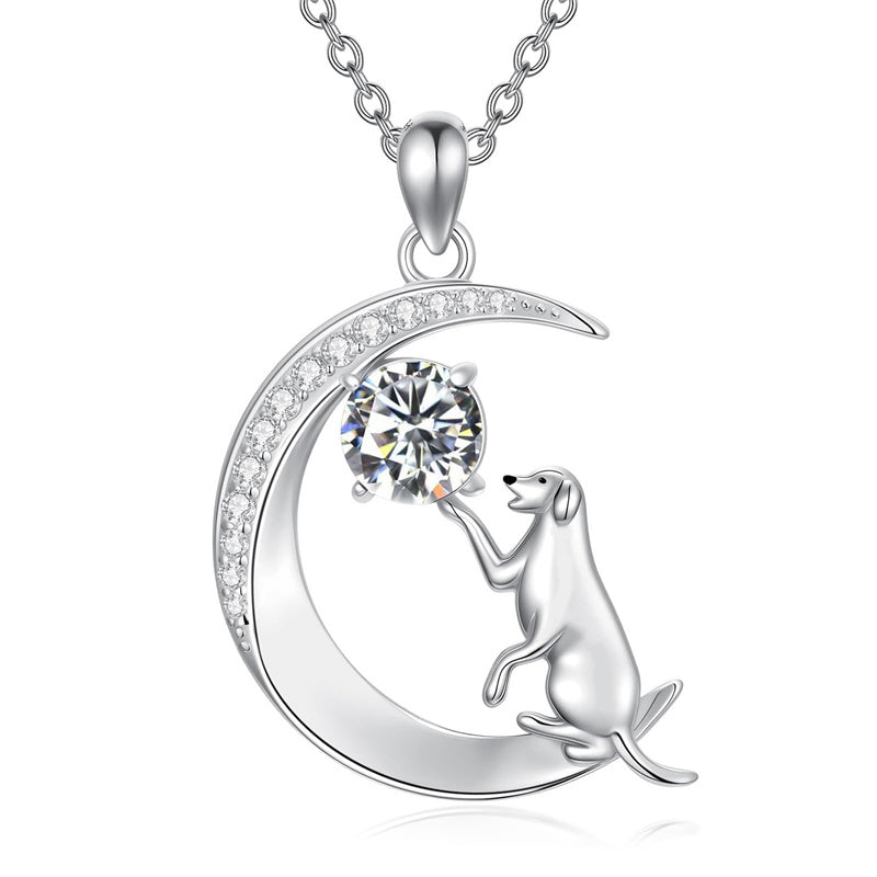 Sterling Silver Birthstone Cat Dog Monkey Pendant Necklace