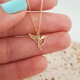 14K Gold Hummingbird Pendant Necklace