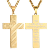 Stainless Steel Personalized Engraved American Flag Cross Pendant Necklace