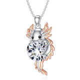 Sterling Silver Birthstone  Axolotl Pendant Necklace