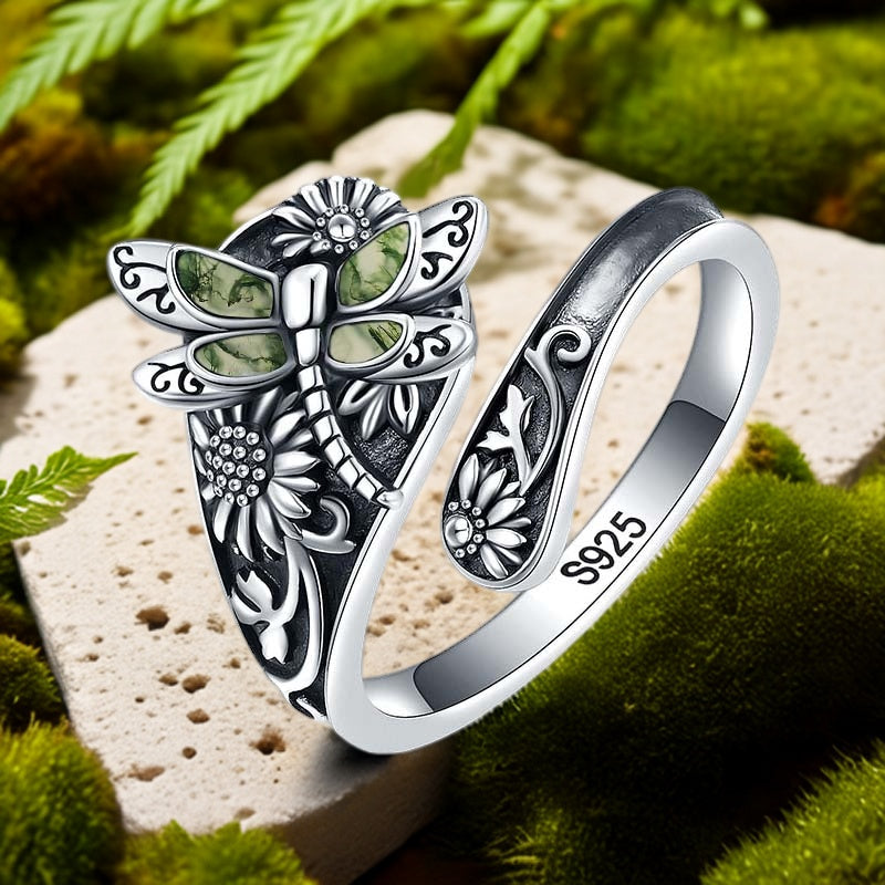Sterling Silver Oxidized Dragonfly Butterfly Hummingbird Sea Turtle Anchor Cross Tree of Life Sunflower Spoon Ring