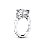 Sterling Silver 10K 14K Gold 5.5 Carats Cushion Cut 5A Cubic Zirconia CZ 3 Stone Engagement Wedding Ring
