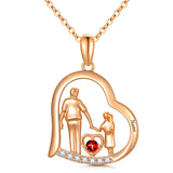 10K 14K 18K Gold Father Daughter Heart Pendant Necklace For Gift