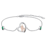 Sterling Silver 12 Birthstones Father Daughter Bracelet Gift for Daughter