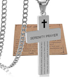 Stainless Steel Bible Verse Cross Necklace for Men with Cuban Chain