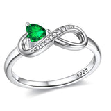 Sterling Silver Birthstone Heart Infinity Promise Ring