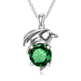 Sterling Silver Birthstone Dragon Pendant Necklace