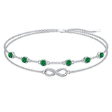 Sterling Silver Birthstone Infinity Multi-layered Anklet