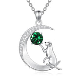 Sterling Silver Birthstone Cat Dog Monkey Pendant Necklace