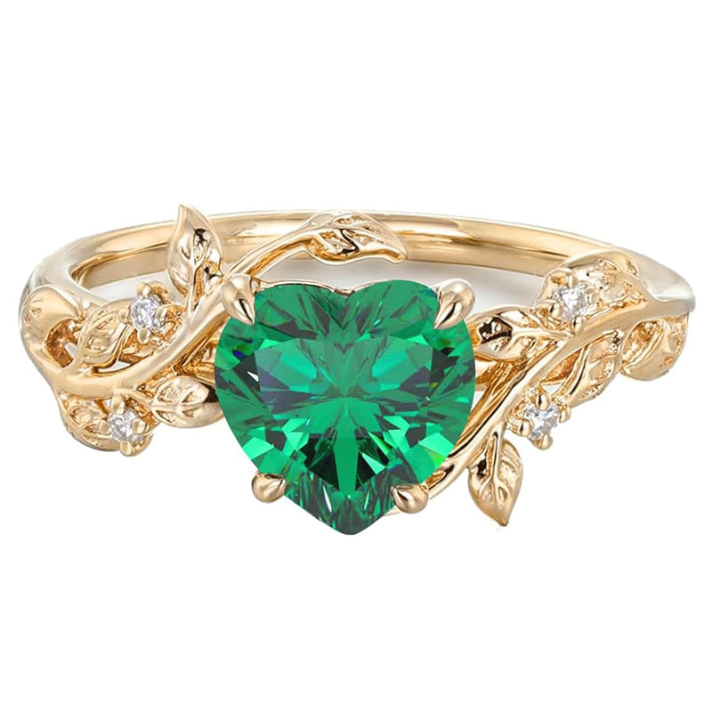 Sterling Silver 10K 14K 18K Solid Gold Heart Gemstone Vintage Engagement Ring Wedding Promise Anniversary Ring