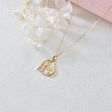10K 14K 18K Gold Father Daughter Heart Pendant Necklace For Gift