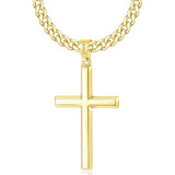Sterling Silver Cross Necklace for Men with Stainless Steel Cuban Chain Necklace