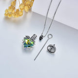 Sterling Silver Heart Crystal Rose Flower Urn Necklace for Ashes Cremation Jewelry