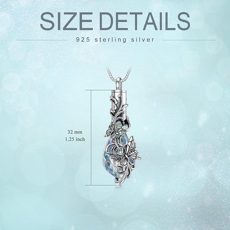 Sterling Silver Crystal Rose Sunflower Flower Urn Necklace for Ashes