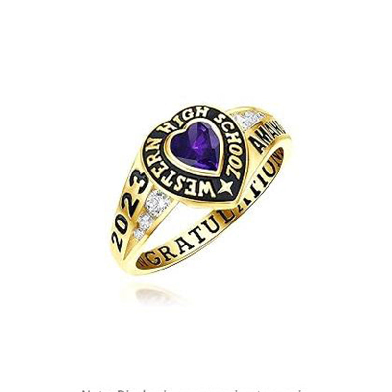 Sterling Silver Personalized Birthstone & Engraved Class Ring Graduation Ring for Women