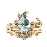 Sterling Silver Coffin Shap Vintage Gemstone Set Engagement Ring